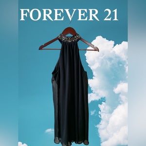 PARTY DRESS Forever 21 Black, Beaded Halter Neck mini dress
